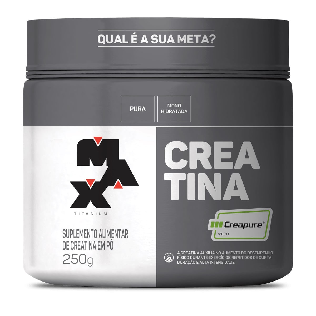 Creatina Monohidratada Creapure Em Pó 83 Doses Pote 250g Max Titanium