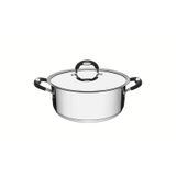 Caçarola Tramontina Duo Silicone Rasa Em Aço Inox Fundo Triplo Com Tampa E Alças Em Silicone 20 Cm 2,8 L - 62483/200