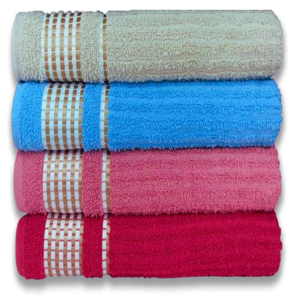 Kit 4 Toalhas De Banho Caneladas Gigante Banhão 70 X 140 Beka Mega-absorção - Modelo 1