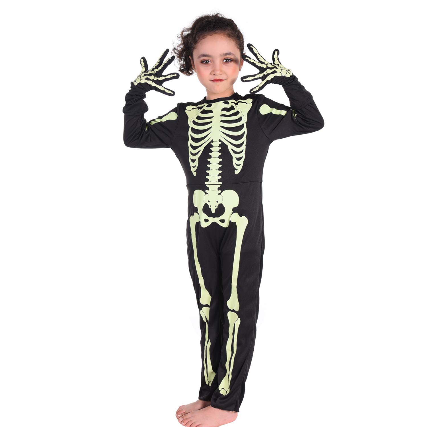 Fantasia Co-ave Halloween Skeleton Kids Com Luvas 10t Unissex