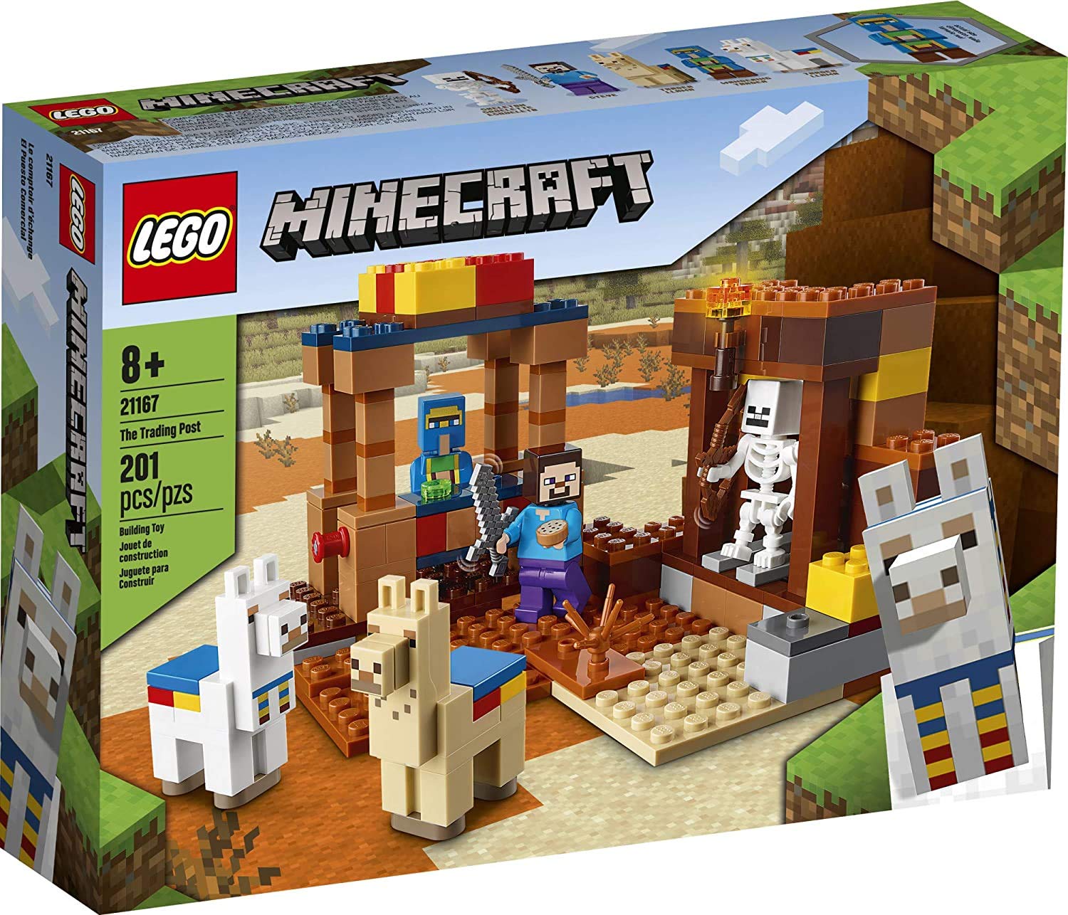 Conjunto De Jogos Lego Minecraft The Trading Post 21167 Com Steve E Skeleton