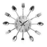 Relógio De Parede Eurobuy Cutlery 31 Cm Em Aço Inoxidável Prateado