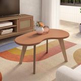 Mesa De Centro Em Mdf Artely Organica Cor Terracota Com Carvalho