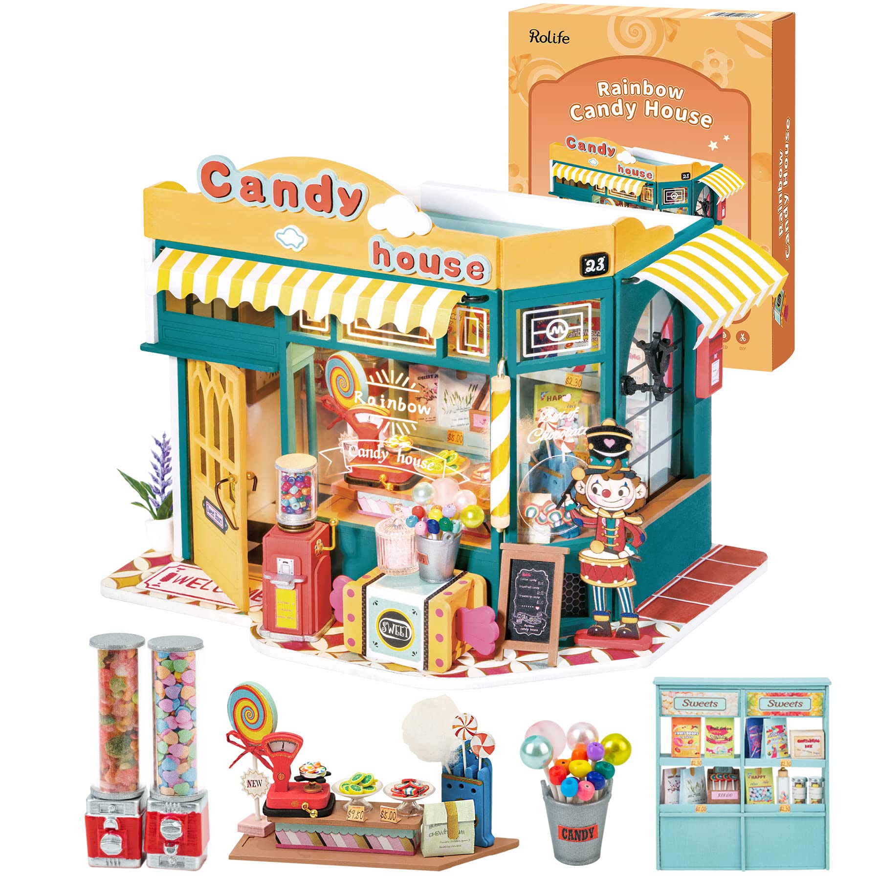 Kit De Casa De Bonecas Em Miniatura Rolife Rainbow Candy House Dg158