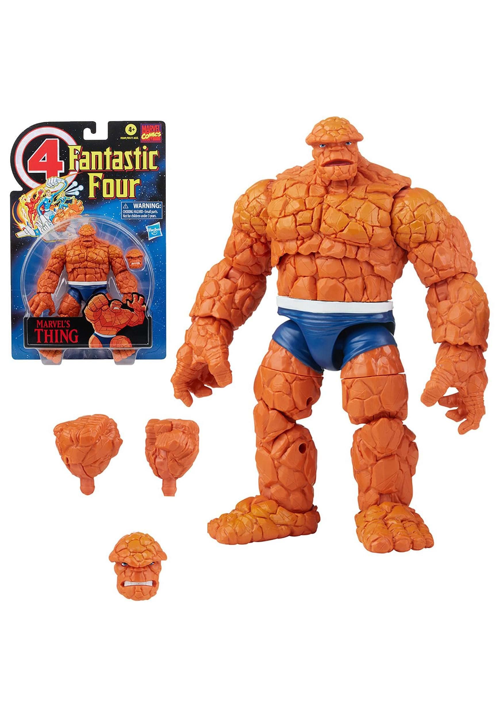 Boneco De Ação Marvel Hasbro Legends Series Retro Fantastic Four Thing 15 Cm Com 3 Acessórios