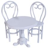 Mesa Dollhouse E 2 Cadeiras Com Design Vintage Em Liga De Escala 1:12