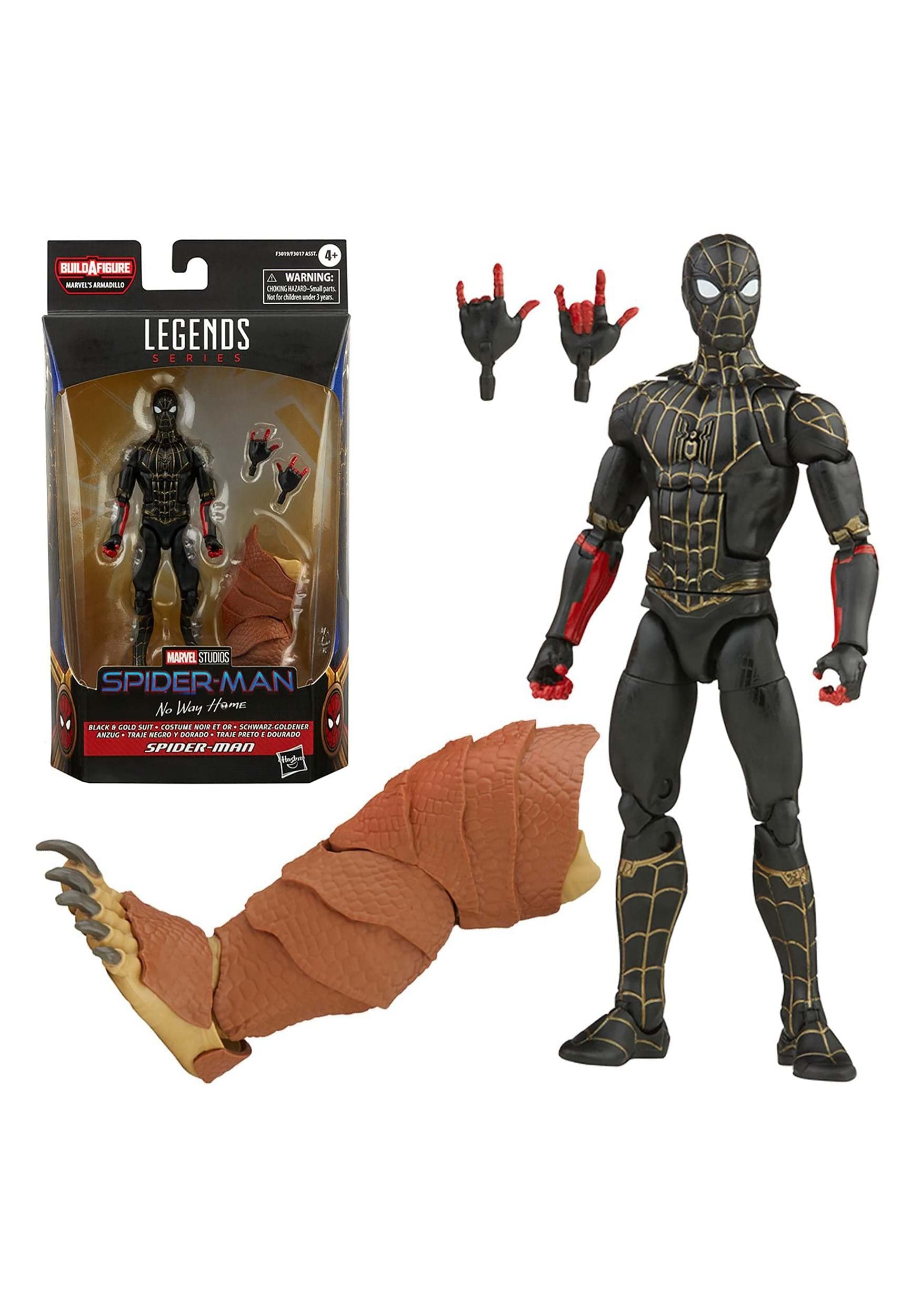 Boneco De Ação Spider-man Marvel Legends Preto E Dourado 15cm