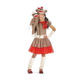 Fantasia Disfarce Costumes Sock Monkey Girl Bege/marrom/vermelho 10-12