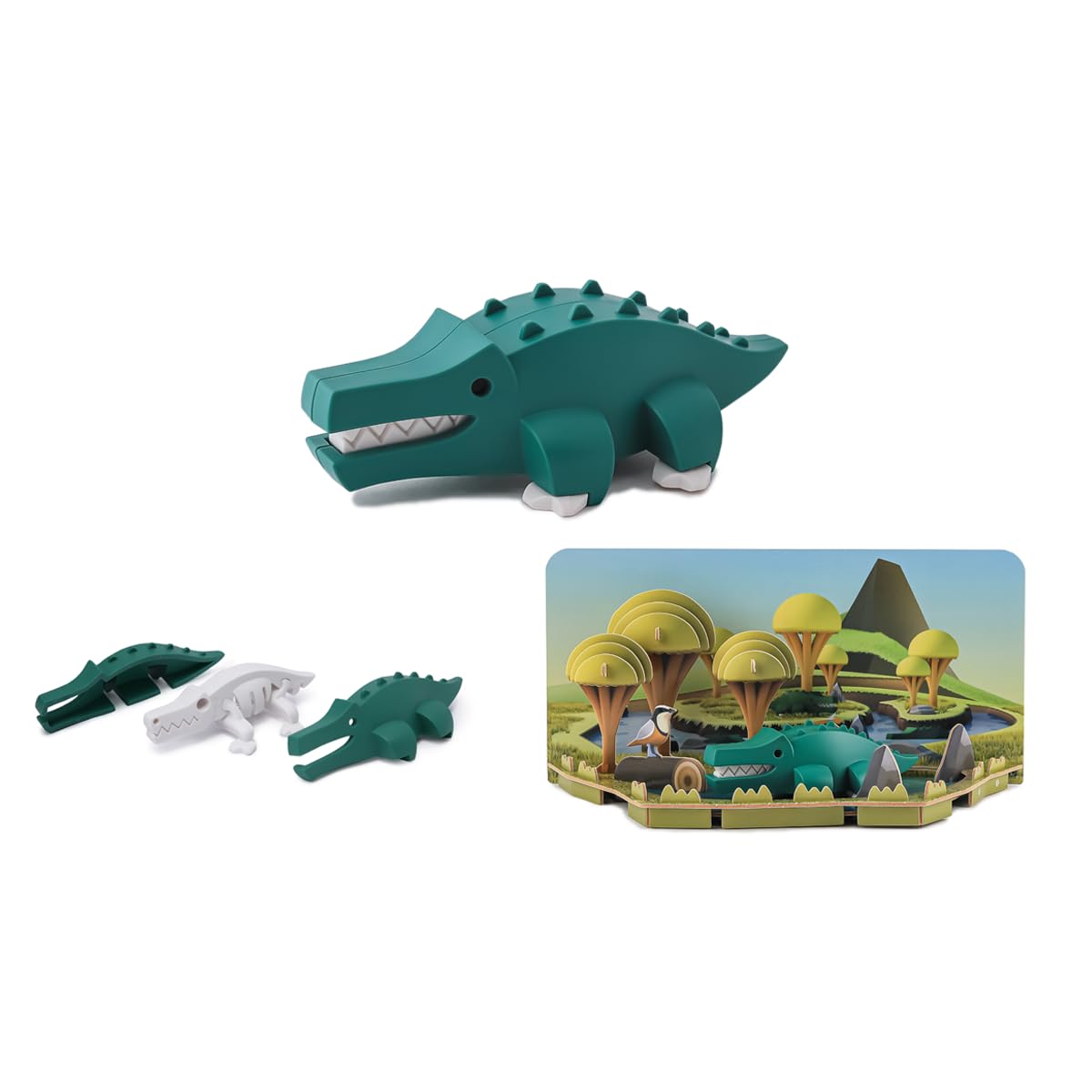 Brinquedo De Quebra-cabeça Halftoys Crocodile Magnetic 3d Para Crianças De 3 Anos Ou Mais