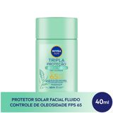 Nivea Sun Protetor Solar Fluido Facial Tripla Proteção Controle De Oleosidade Fps 65 40ml