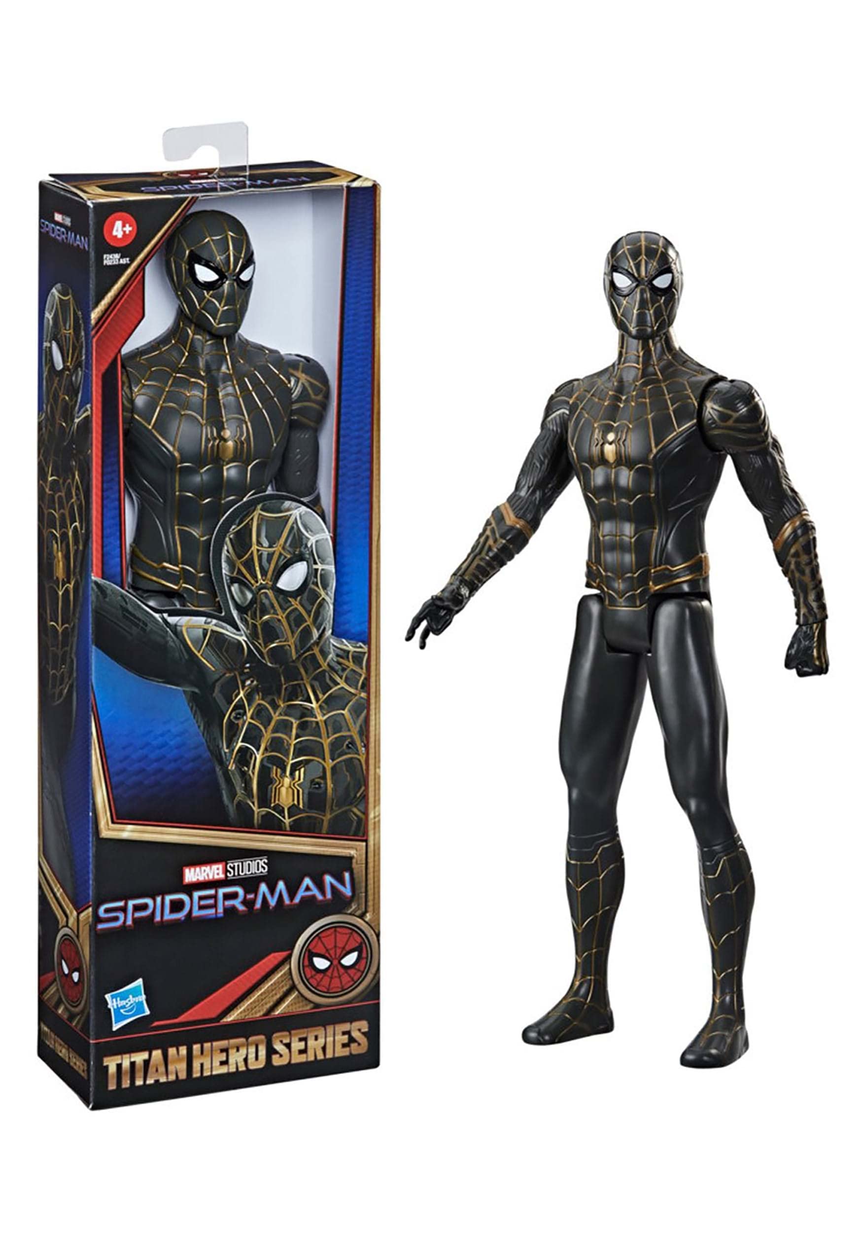 Boneco De Ação Spider-man Marvel Titan Hero 30 Cm Preto/dourado