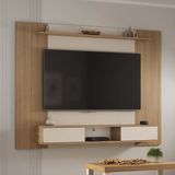 Painel Para Tv Até 65 Polegada 3 Nichos 2 Prateleira Artely Nevada Carvalho Com Off White