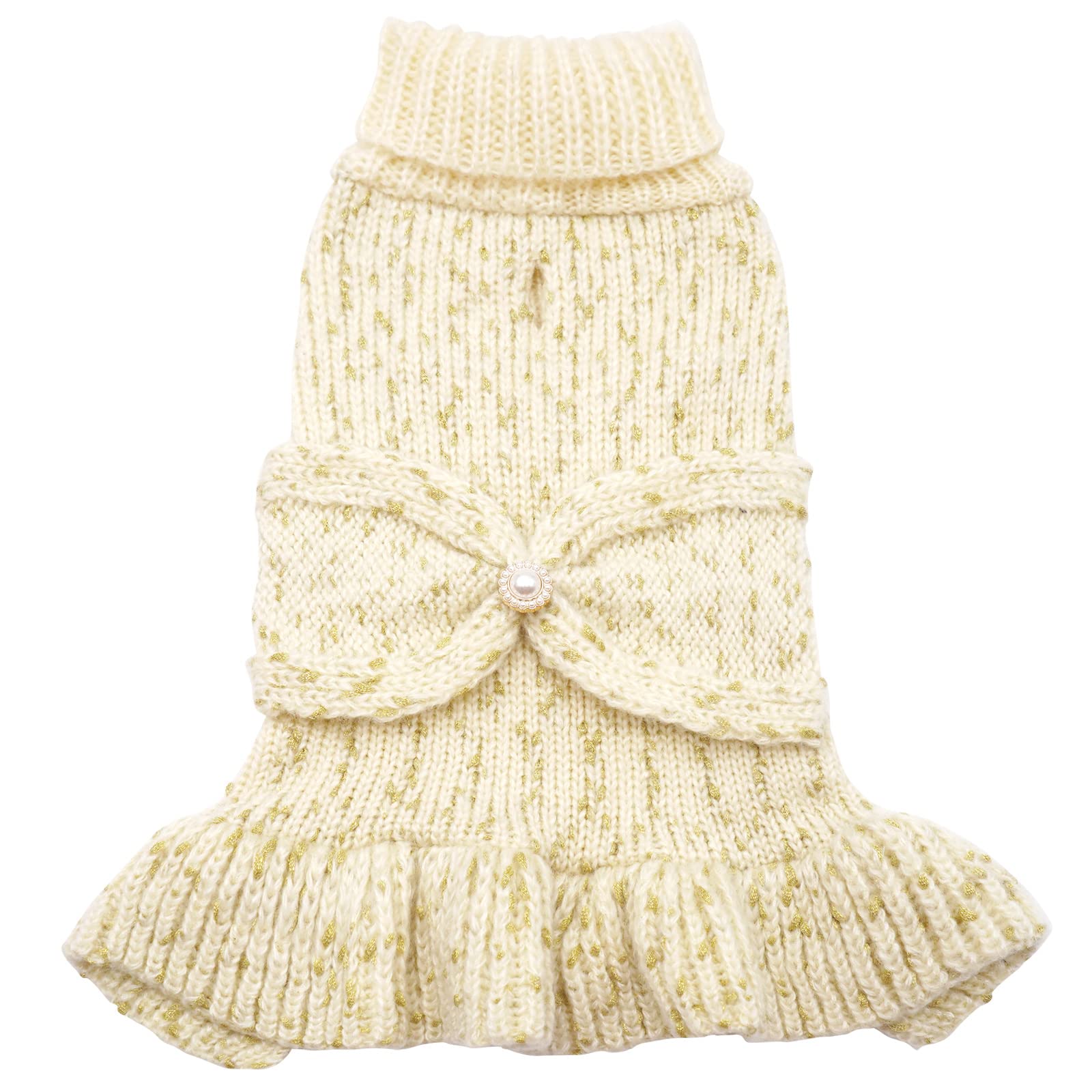 Vestido De Suéter Para Cães Kyeese Golden Thread Com Gola Alta Para Pequenos