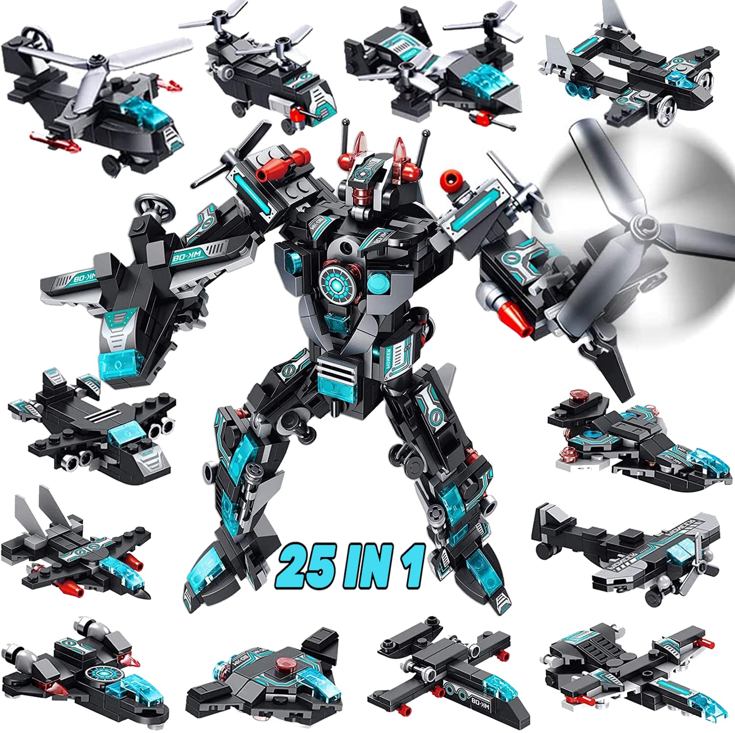 Brinquedo De Construção Moontoy 577pcs Stem Robot 25 Em 1 Para Crianças Com Mais De 6 Anos