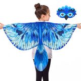 Fantasia Irolewin Bird Wings Para Crianças Com Faixa De Cabeça Azul