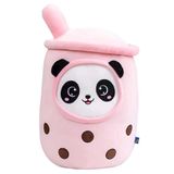 Travesseiro De Pelúcia Kahopy Milk Tea Cup Travesseiro Panda Bubble Tea 35 Cm