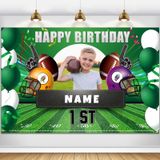 Banner De Decorações De Festa Aubao Custom Football, 1º Aniversário