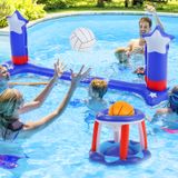 Rede Inflável De Vôlei De Piscina E Conjunto De Aros De Basquete 116 Cm