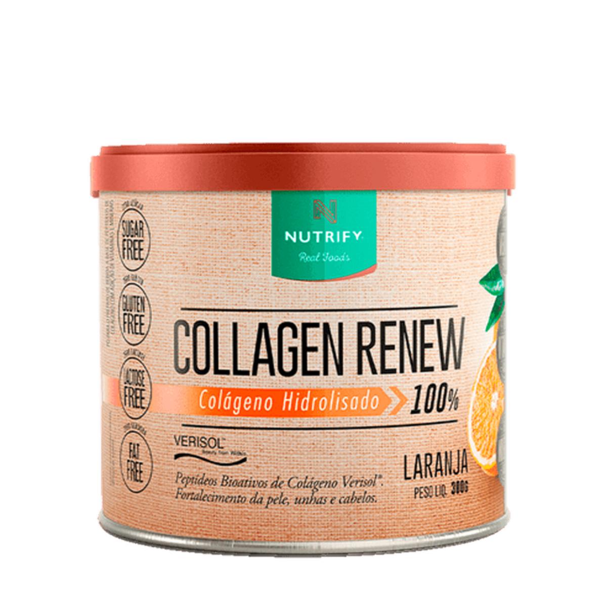 Suplemento Em Pó Nutrify Collagen Renew Colágeno Em Pote De 300g Laranja