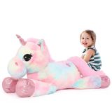 Bicho De Pelúcia Tezituor Giant Unicorn Plush 110 Cm Arco-íris