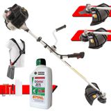 Máquina De Cortar Grama À Gasolina Kawashima Kw52-le 2t 52cc 2,5hp Roçadeira Com Lâmina 3 Pontas E Cabeçote Nylon + Óleo Stihl 2t