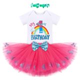 Conjunto De Roupas Imekis Rainbow Para Menina, 1º Aniversário, Rosa Choque