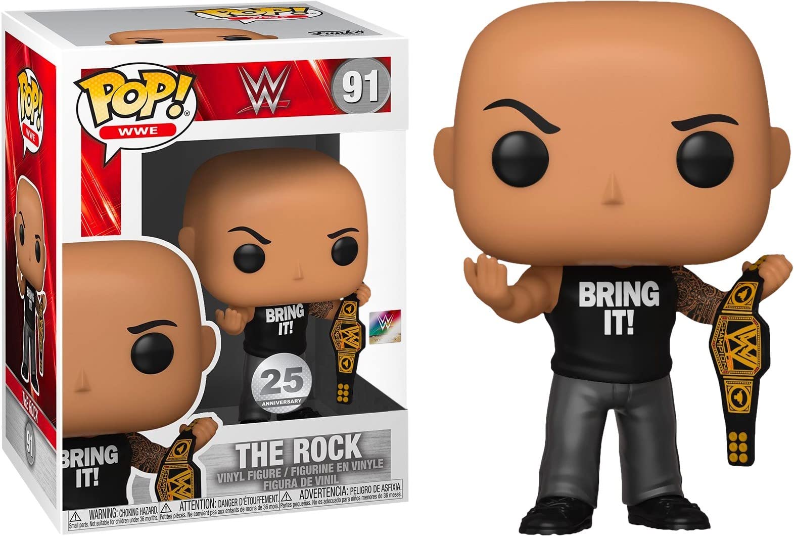 Boneco Colecionável Funko The Rock #91 25º Aniversário