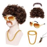 Fantasia Shzmjl Disco Dude 70s Para Homens Com Peruca, Bigode E Acessórios