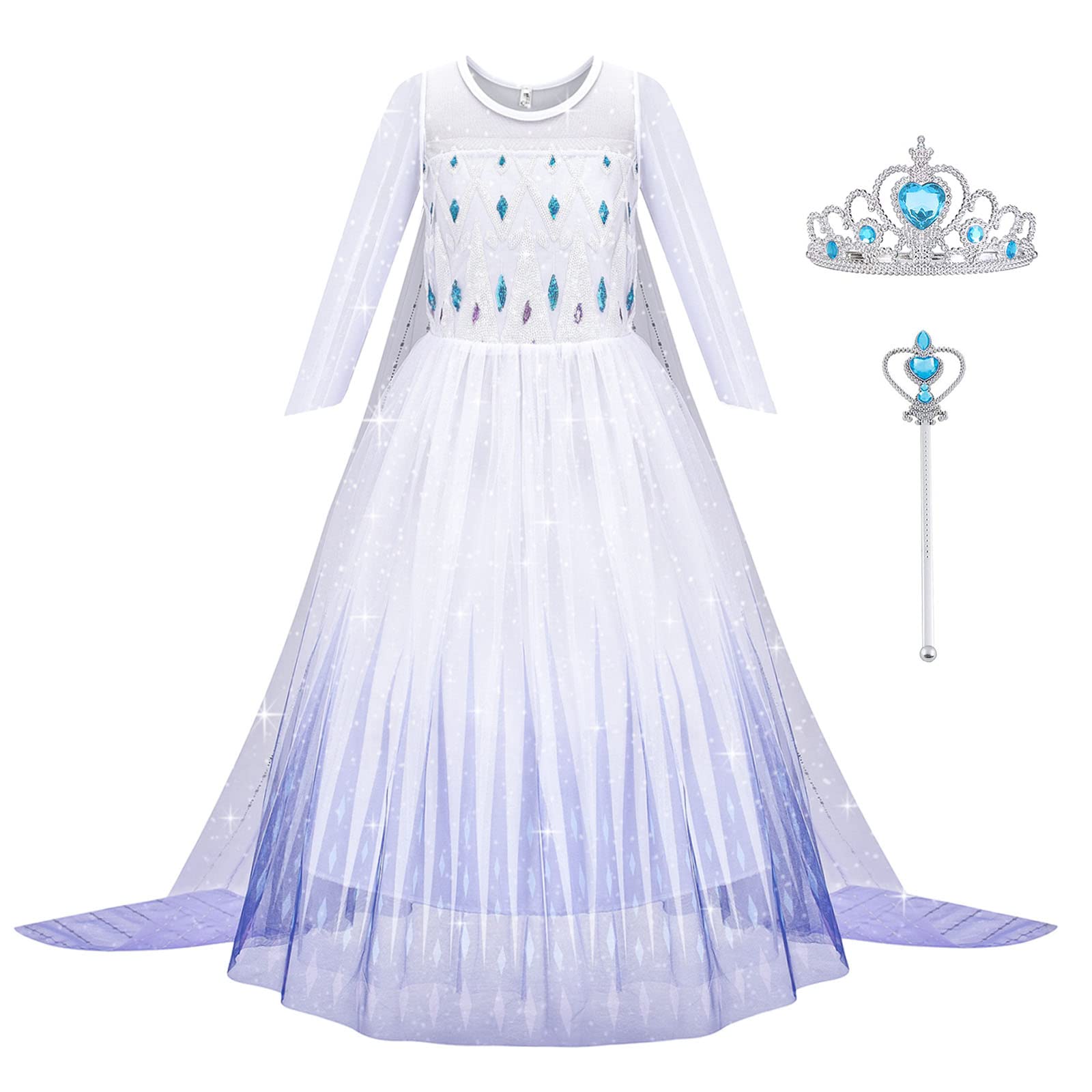 Vestido De Fantasia Aomig Princess Queen Cosplay Para Meninas Com Coroa