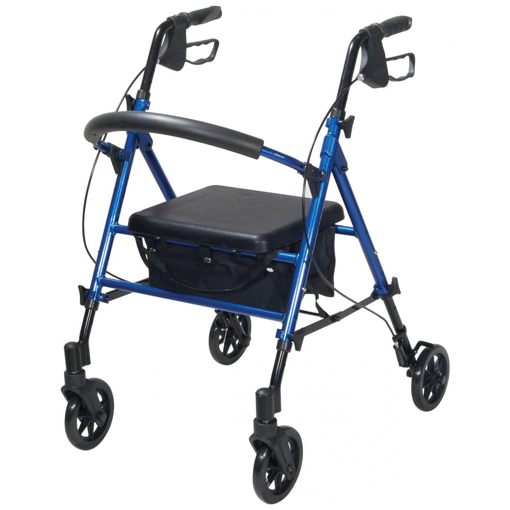 Andador Para Idoso Dobrável Até 136kg Com Alças Ajustáveis E Assento, Drive Medical Rtl10261bl, Azul