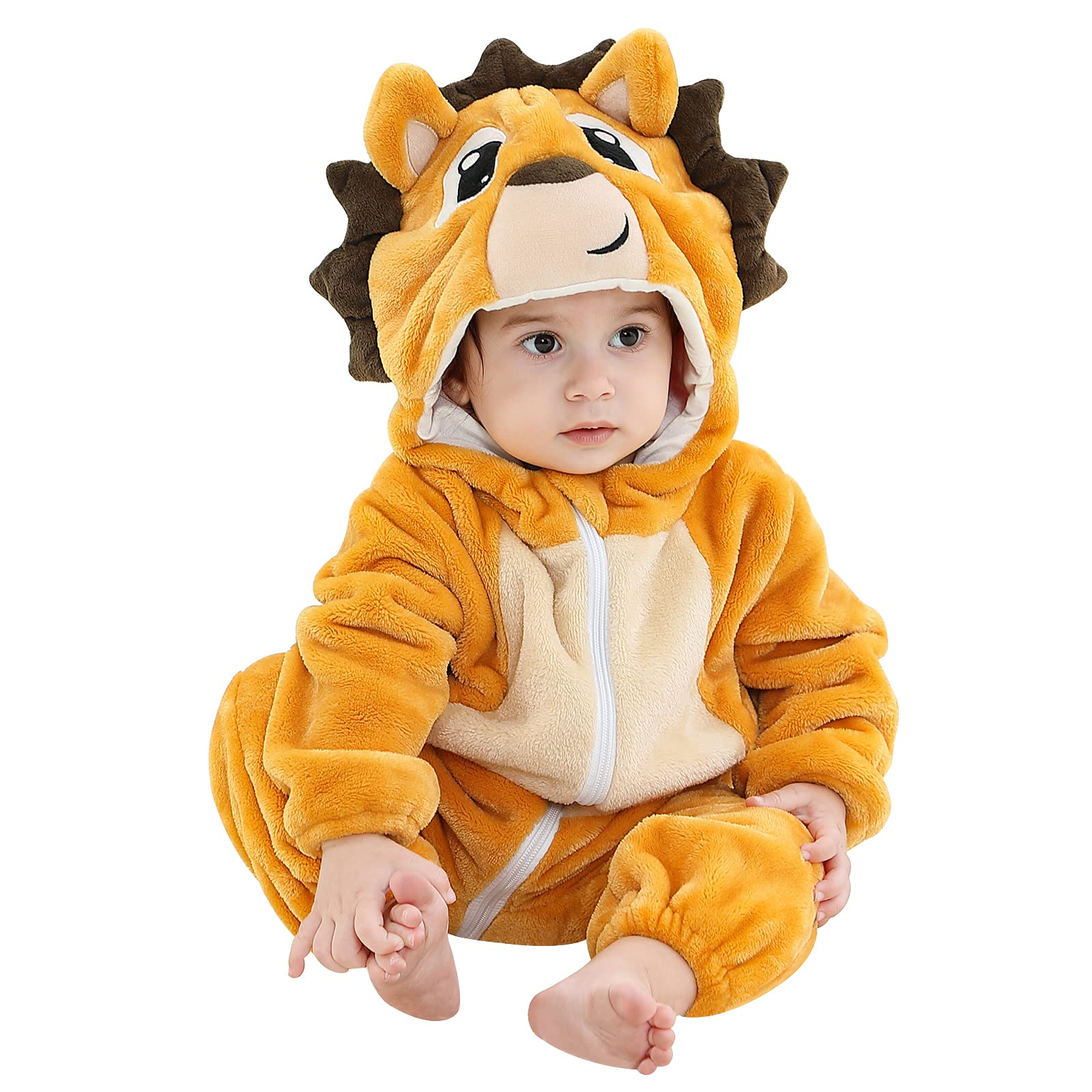 Macacão Unissex Michley Baby Hedgehog Com Capuz De Inverno De 6 A 12 Meses