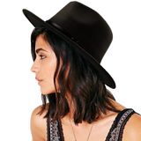 Chapéu Fedora Dreshow Feminino, Fivela, Aba Larga, Feltro, Panamá