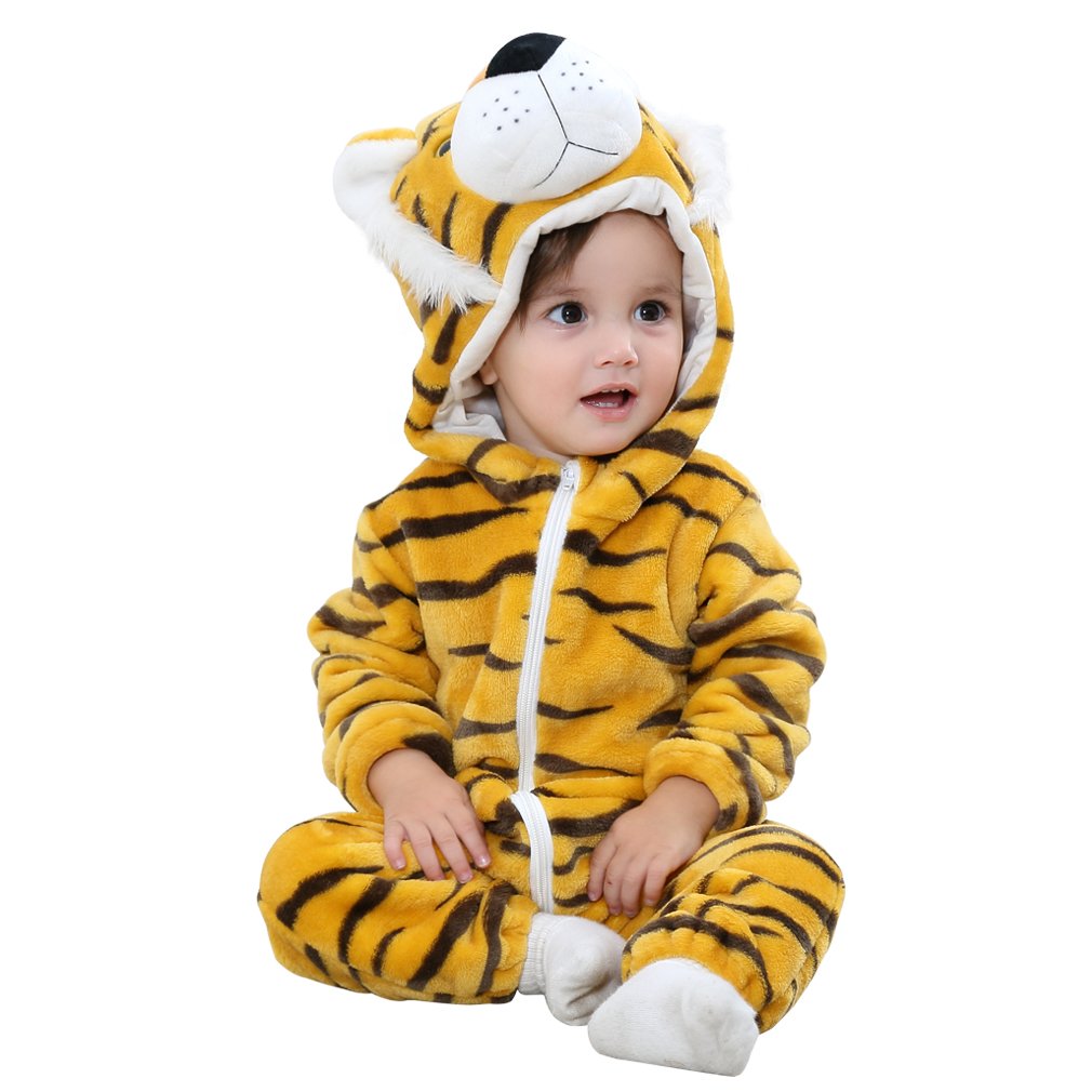 Macacão Unissex Michley Baby Tiger Com Capuz De Inverno De 30 A 36 Meses