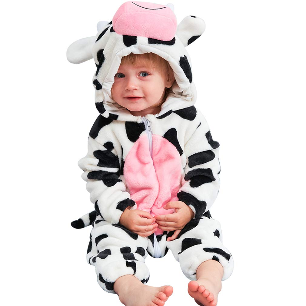 Macacão Michley Unissex Para Bebês E Meninas Com Capuz, Vaca De Inverno, 2-5m