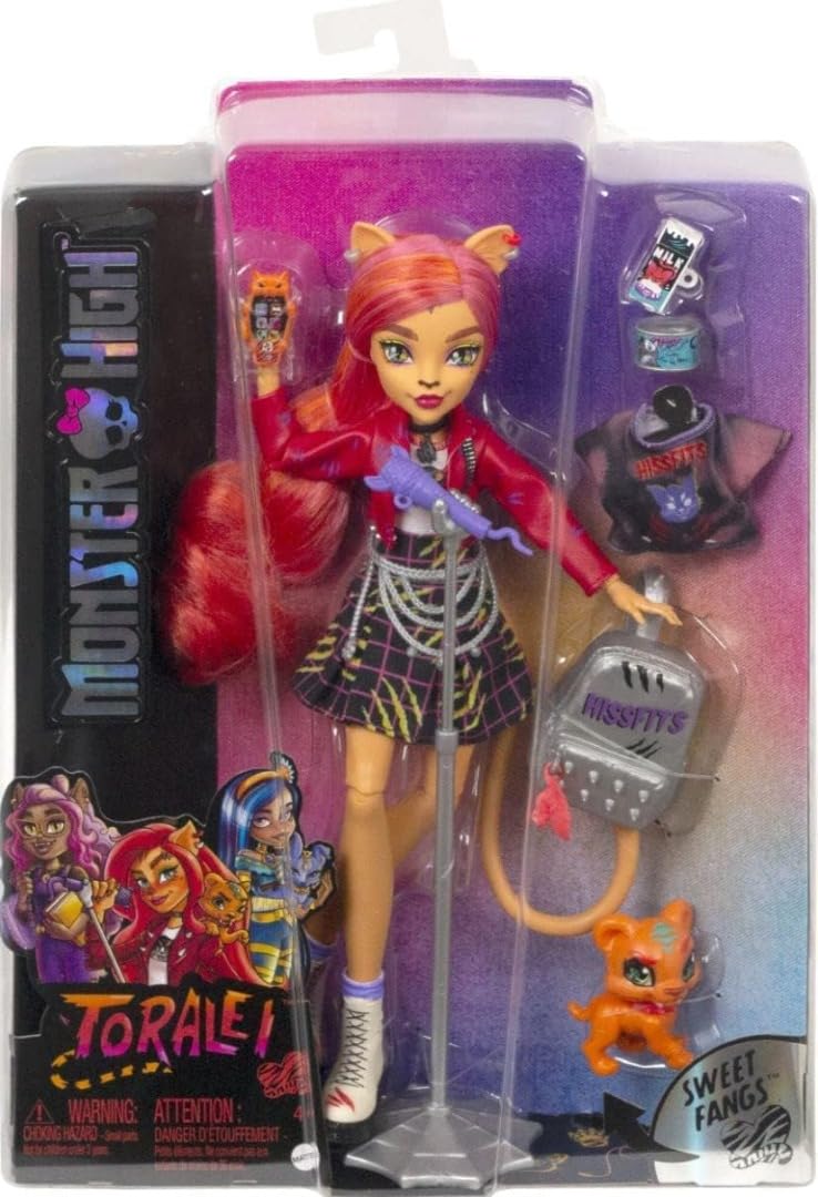 Boneca Colecionável Monster High Cat Toralei Stripe Com Animal De Estimação E Acessórios