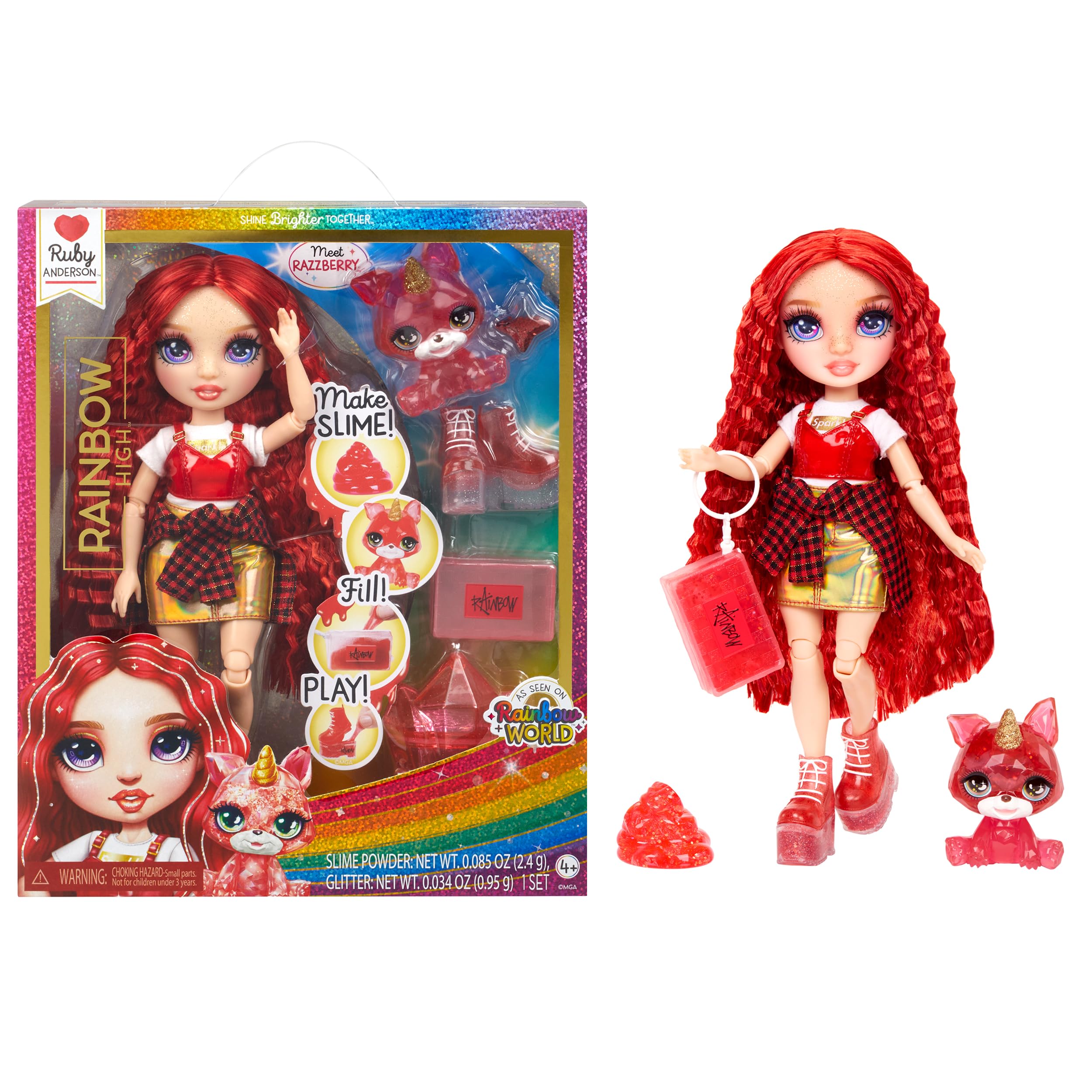 Boneca Moderna Rainbow High Ruby Com Kit Slime E Pet 11