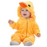 Macacão Unissex De Flanela De Inverno Para Bebês Michley Duck 2-6m