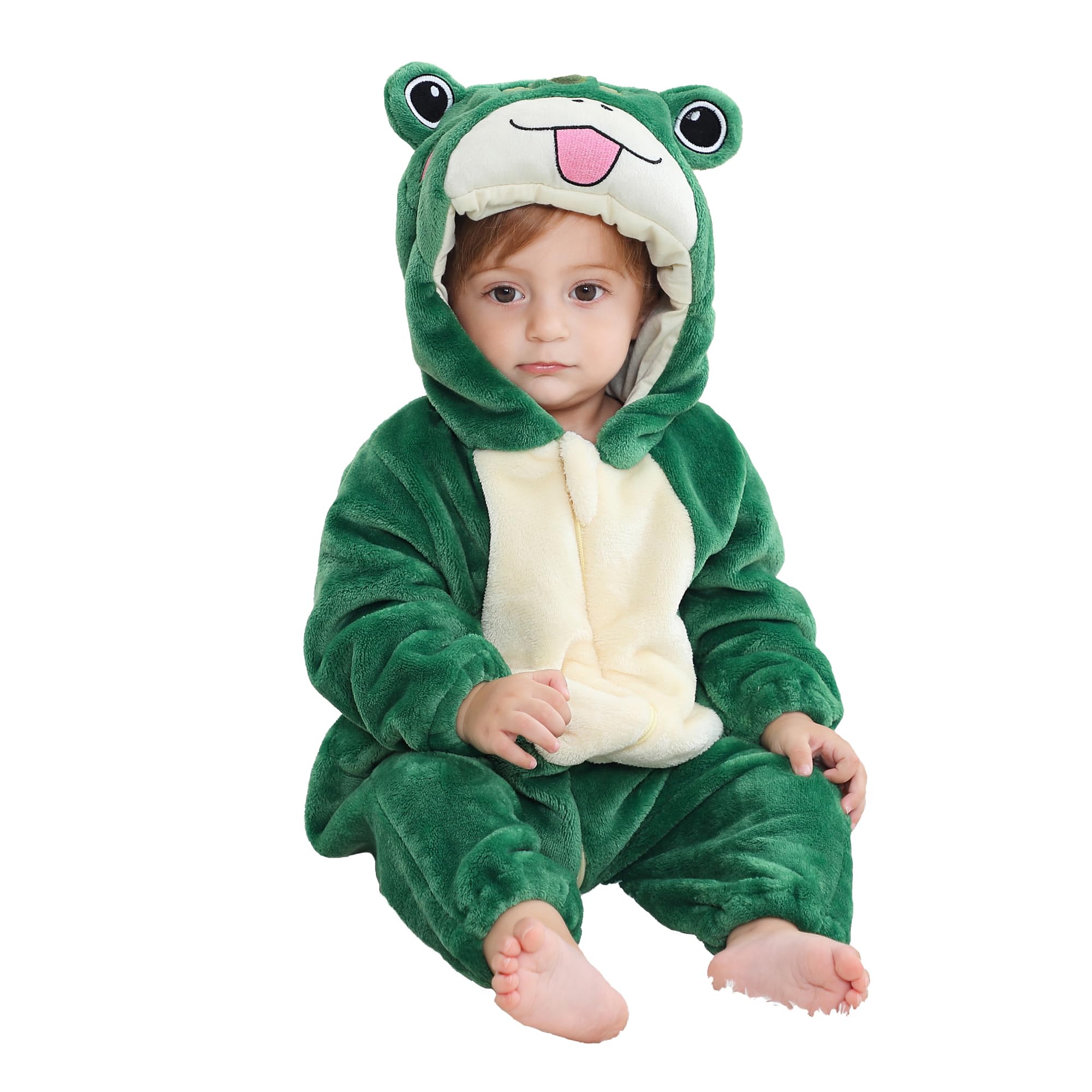 Macacão Unissex Michley Para Bebês E Meninas Com Capuz Verde Inverno 6-12m