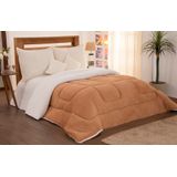 Edredom Coberdrom Casal Queen Size Sherpa Pele De Carneiro Manta Soft Percal 180 Fios