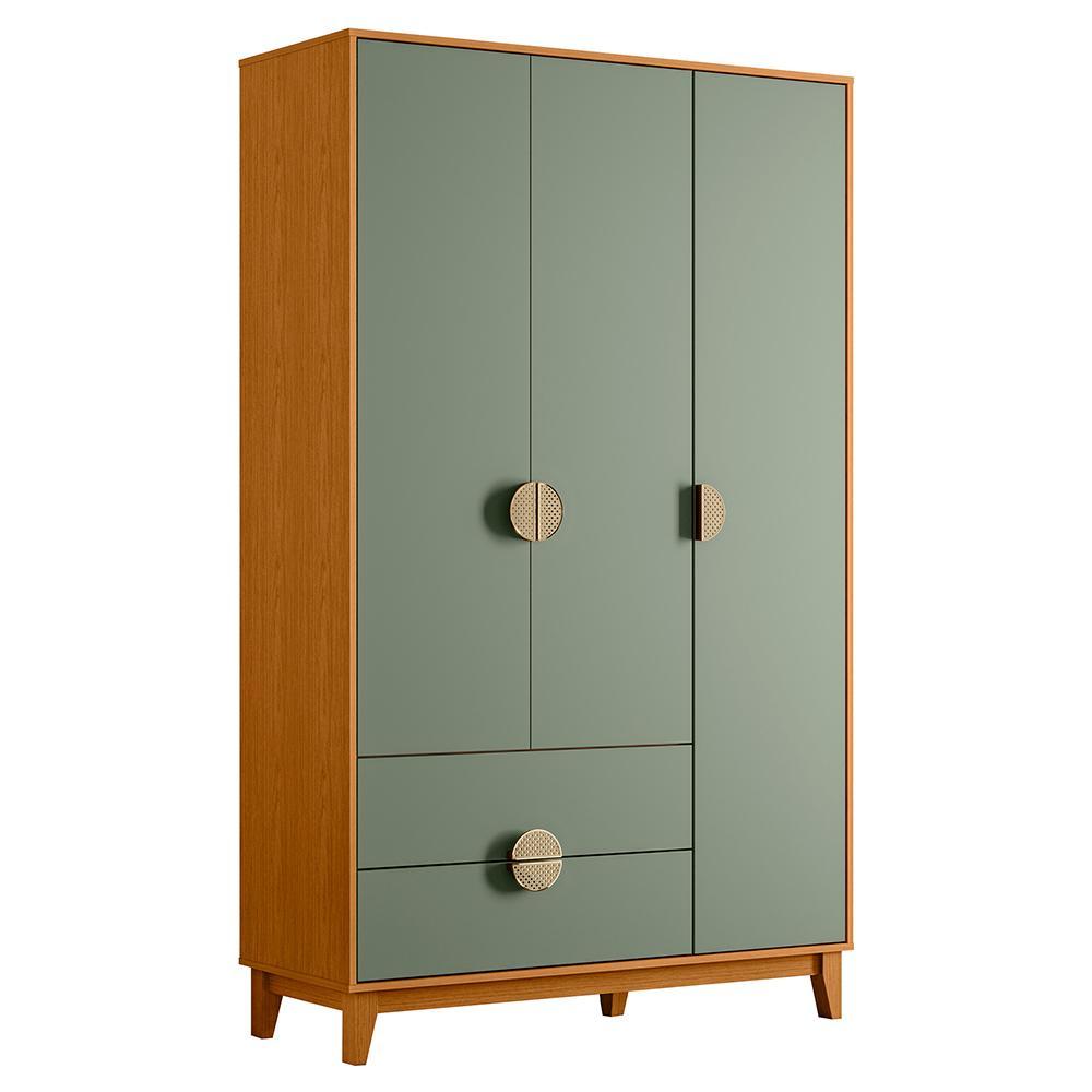 Guarda Roupa Ipê 3 Portas E 2 Gavetas Cinamomo/sálvia - Móveis Albatroz