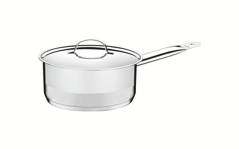 Panela Tramontina Professional Em Aço Inox Fundo Triplo Com Tampa Plana Detalhe Satinado 16 Cm 1,4 L - 62621/160