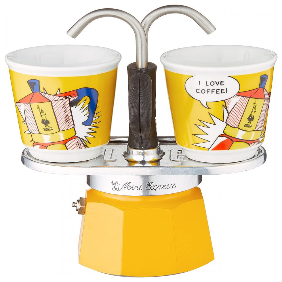 Mini Cafeteira De Cafe Expresso Manual Ate 80 Ml, Aluminio, Bialetti, Amarelo