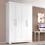 Guarda Roupa Solteiro Lisboa 4 Portas 2 Gav  Com Pés  Branco