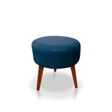 Puff Redondo Decorativo Panqueta De Apoiar Os Pés Suede Azul Marinho