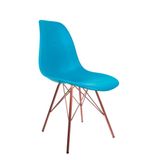 Cadeira Eames Pp Azul Turquesa Tower Base Cobre