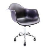 Cadeira Eames Com Braço Preto Office Cromada