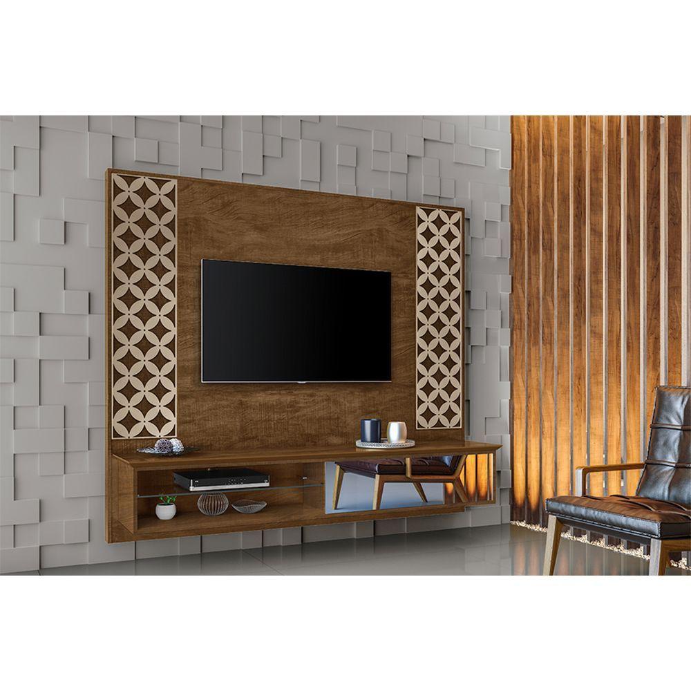 Painel Home Para Tv Até 60 Polegadas Roma Com Detalhes Premium Malbec Off White - Cor: Off White