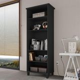 Estante Livreiro Multiuso Library 4 Prateleiras Ideal Para Sala De Estar E Quarto Preto Cor Preto