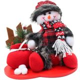 Decoração Natal Boneco De Neve Tecido Xadrez Natalino 26cm