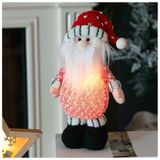 Decoração Boneco Papai Noel Com Cachecol E Led Natalino Em Tecido 26cm